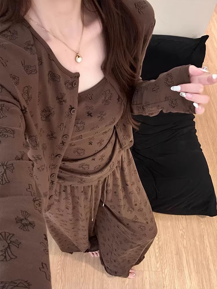 Summer Cotton-Like Camisole Homewear Women Short Sleeve Shorts 2 Pcs B photo 5 (style 3135)
