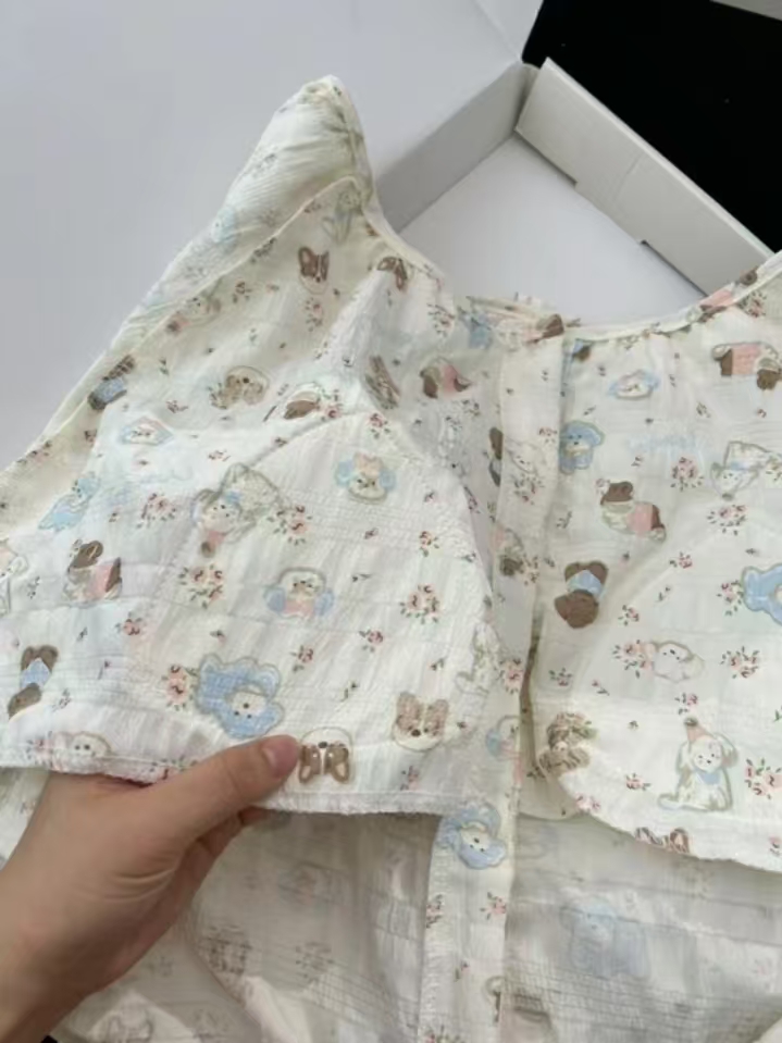 Summer Cotton With Pads Homewear Women Short Sleeve Shorts 2 Pcs Breat photo 4 (style 3136)
