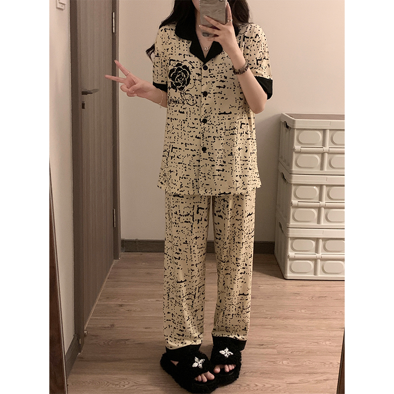 Women's Summer Imitation Cotton Pajama Set, Short Sleeve & Shorts, Bre photo 4 (style SM-7C245C)