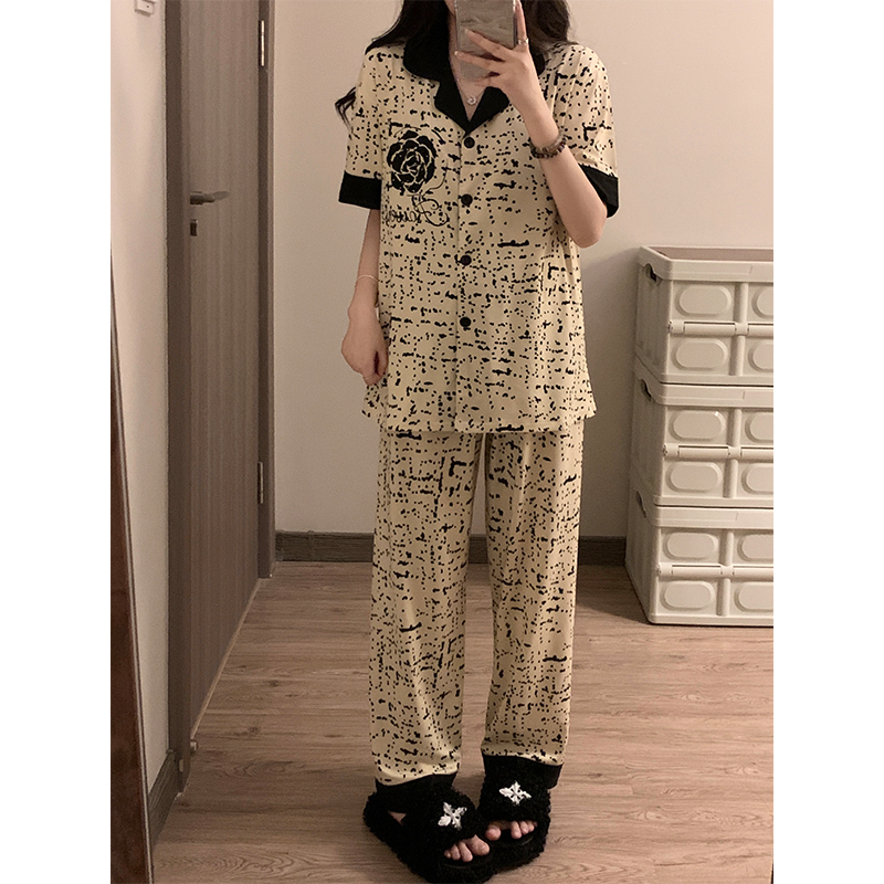 Women's Summer Imitation Cotton Pajama Set, Short Sleeve & Shorts, Bre photo 5 (style SM-7C245C)