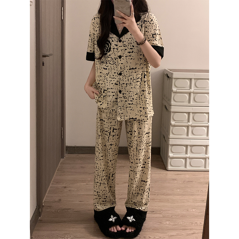 Summer Cotton-Like Homewear Women Short Sleeve Shorts 2 Pcs Breathable photo 6 (style 320027)