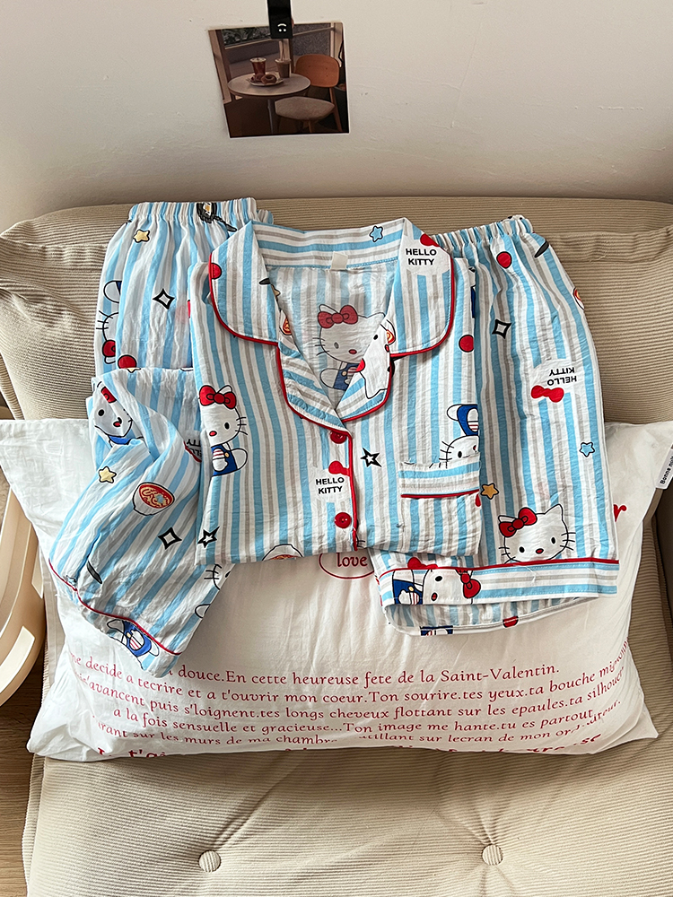 Summer Cloud Cotton Homewear Women Short Sleeve Shorts 2 Pcs Breathabl photo 4 (style 323521)
