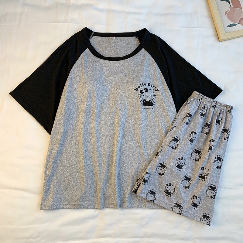 Summer Cotton Homewear Women Short Sleeve Shorts 2 Pcs Breathable Comf photo 1 (style 33)