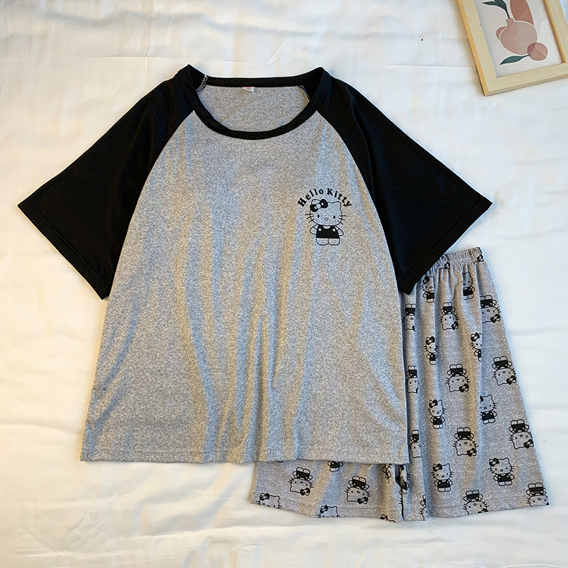Summer Cotton Homewear Women Short Sleeve Shorts 2 Pcs Breathable Comf photo 2 (style 33)
