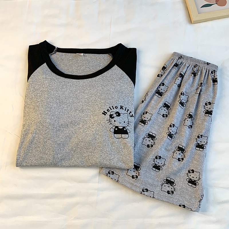 Summer Cotton Homewear Women Short Sleeve Shorts 2 Pcs Breathable Comf photo 6 (style 33)