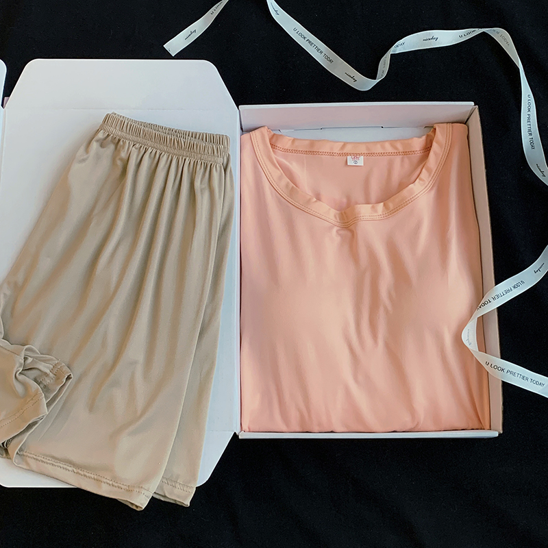 Summer Cotton Homewear Women Short Sleeve Shorts 2 Pcs Breathable Comf photo 5 (style 34)