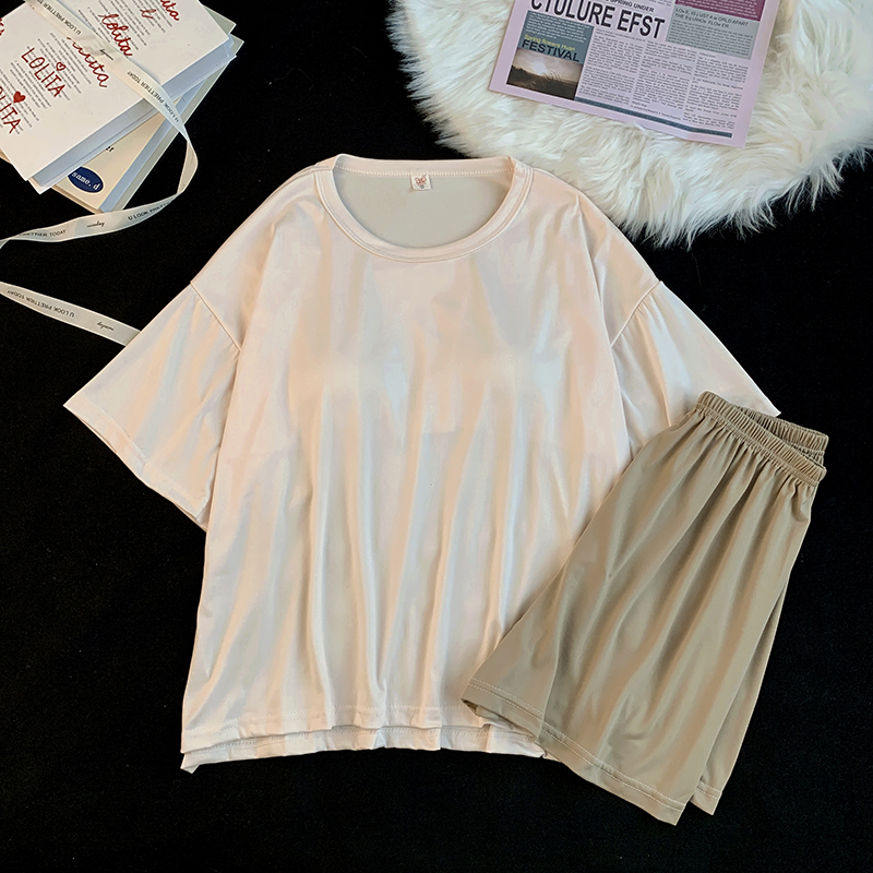 Summer Cotton Homewear Women Short Sleeve Shorts 2 Pcs Breathable Comf photo 1 (style 35)