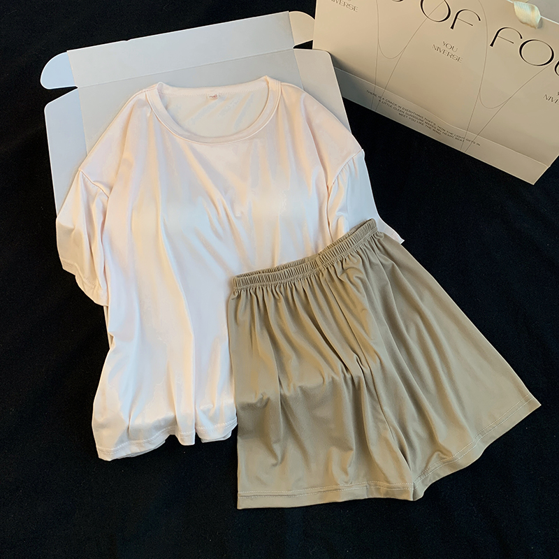 Summer Cotton Homewear Women Short Sleeve Shorts 2 Pcs Breathable Comf photo 3 (style 35)