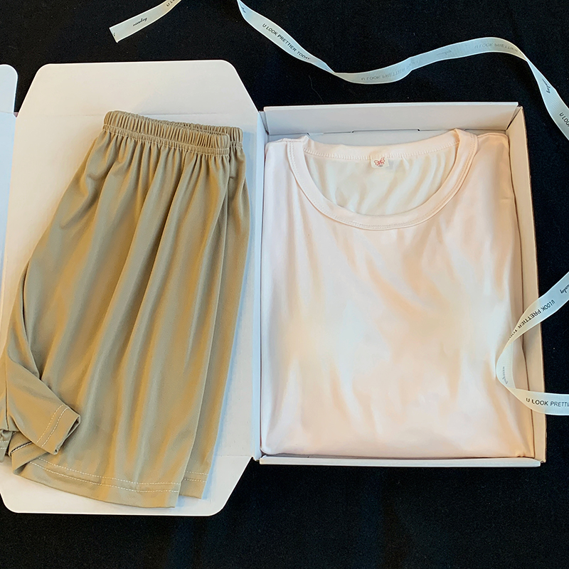 Summer Cotton Homewear Women Short Sleeve Shorts 2 Pcs Breathable Comf photo 5 (style 35)
