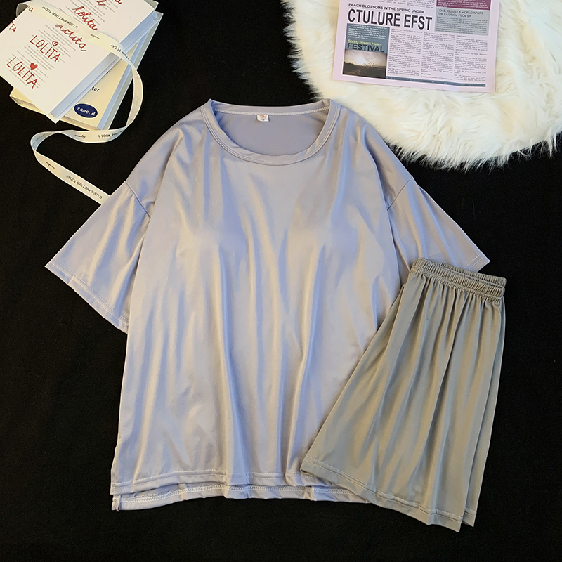 Summer Cotton Homewear Women Short Sleeve Shorts 2 Pcs Breathable Comf photo 1 (style 36)