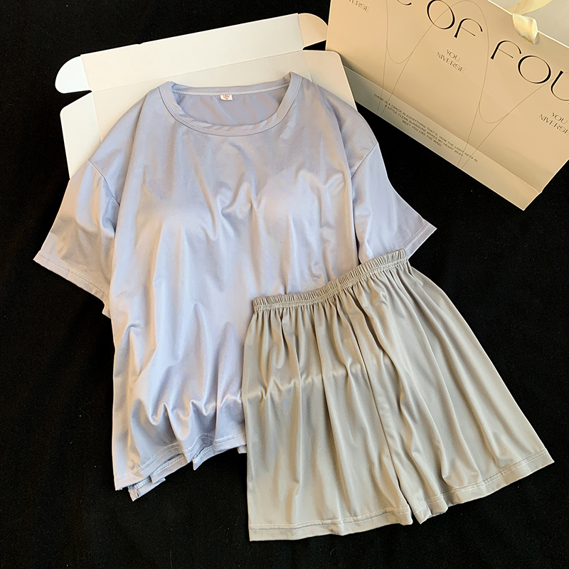 Summer Cotton Homewear Women Short Sleeve Shorts 2 Pcs Breathable Comf photo 2 (style 36)