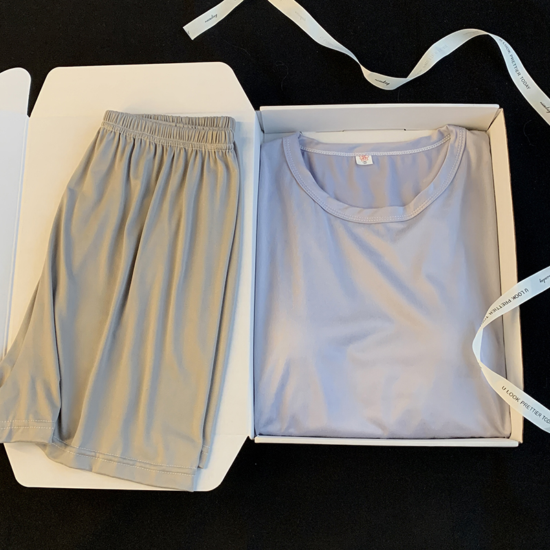 Summer Cotton Homewear Women Short Sleeve Shorts 2 Pcs Breathable Comf photo 6 (style 36)