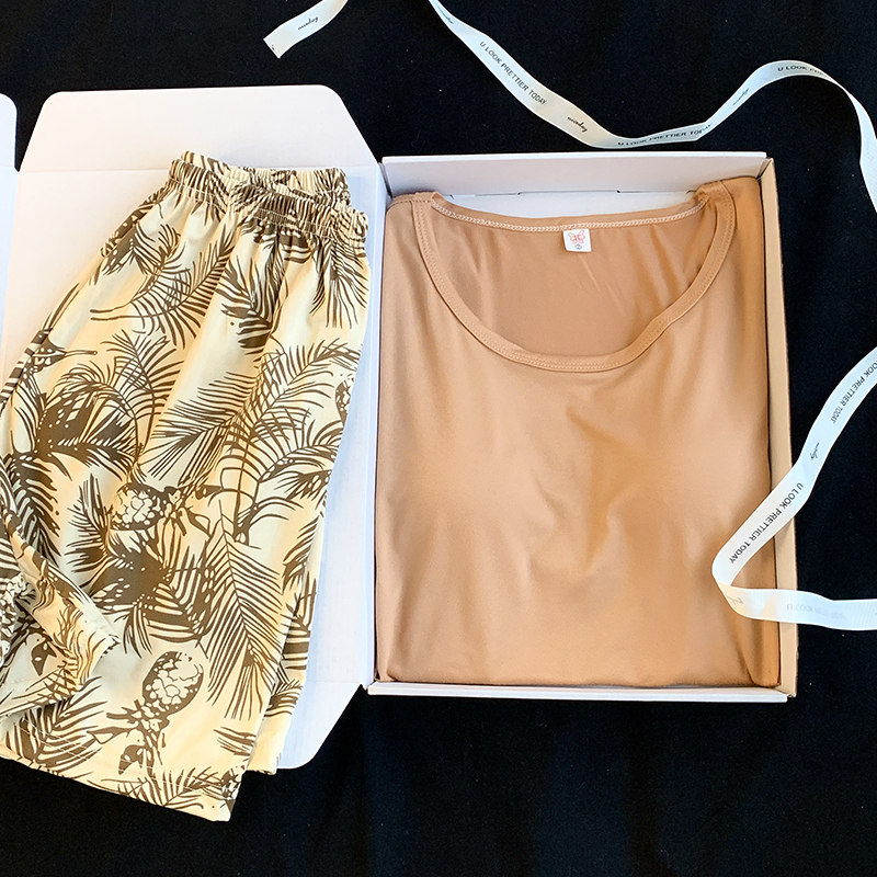 Summer Cotton Homewear Women Short Sleeve Shorts 2 Pcs Breathable Comf photo 2 (style 37)