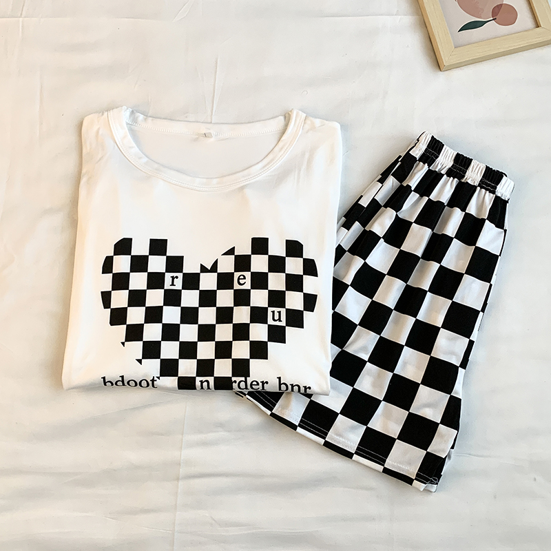 Summer Cotton Pullover Homewear Women Short Sleeve Shorts 2 Pcs Breath photo 2 (style 40)