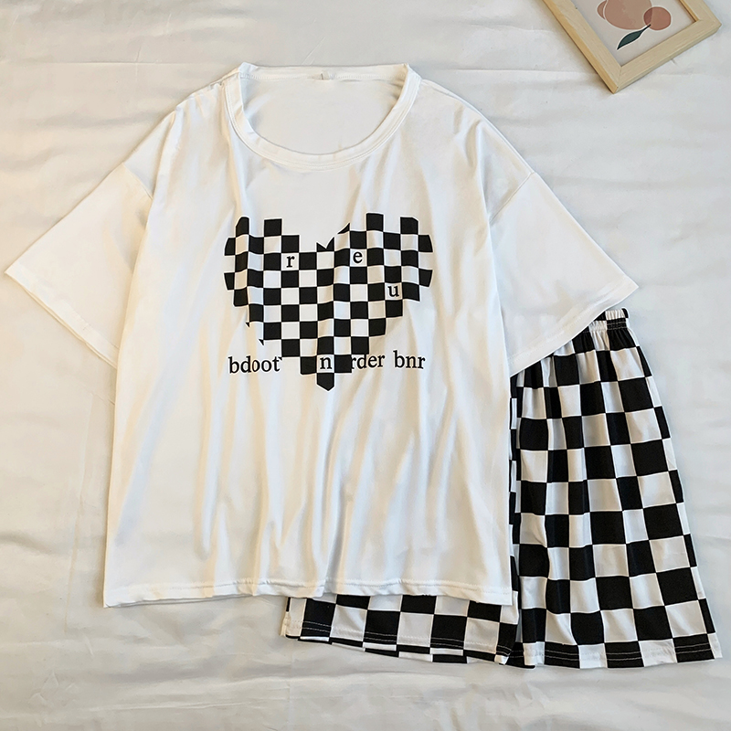 Summer Cotton Pullover Homewear Women Short Sleeve Shorts 2 Pcs Breath photo 3 (style 40)