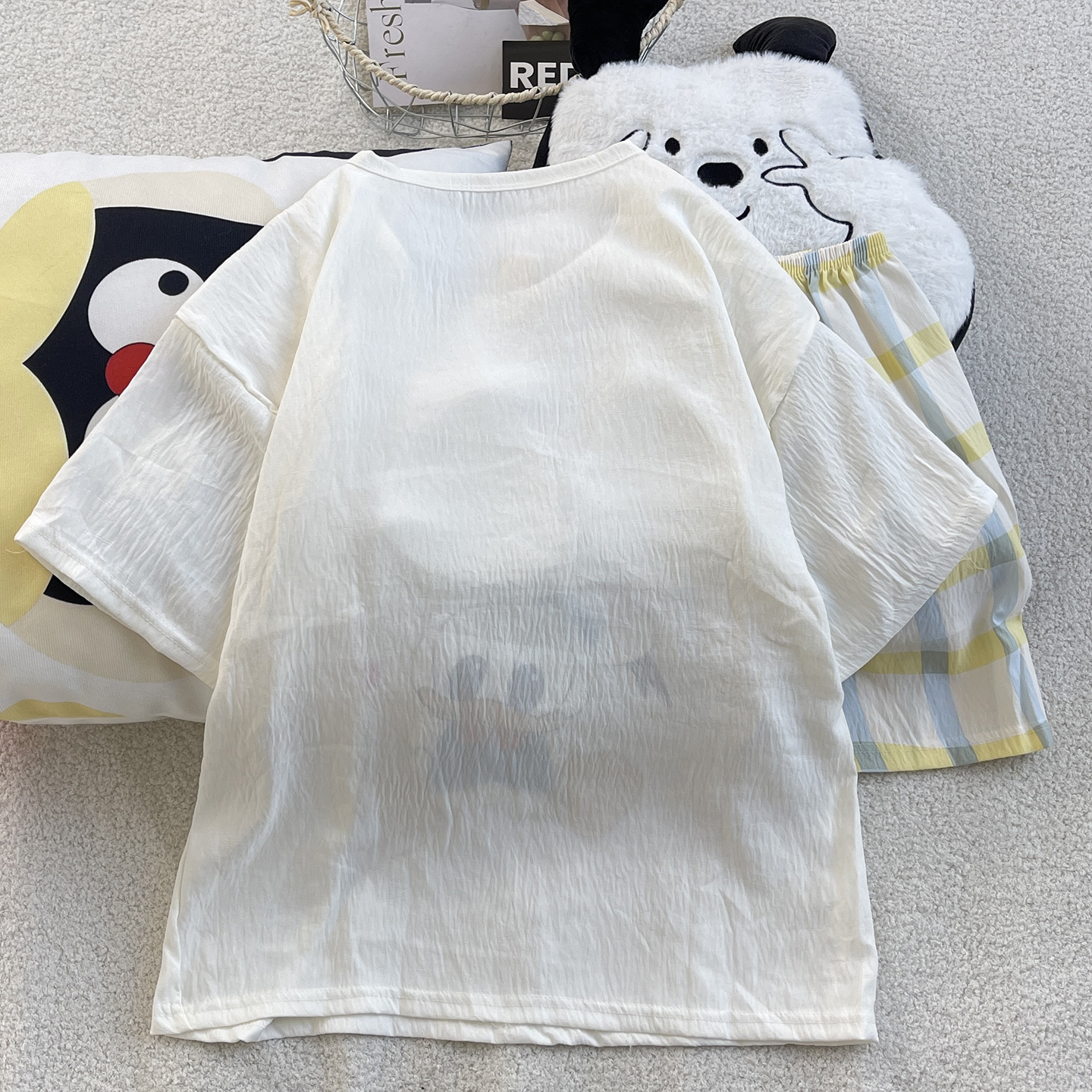 Women's Summer Cloud Cotton Built-in Chest Pad Short Sleeve & Shorts P photo 4 (style SM-D85347)
