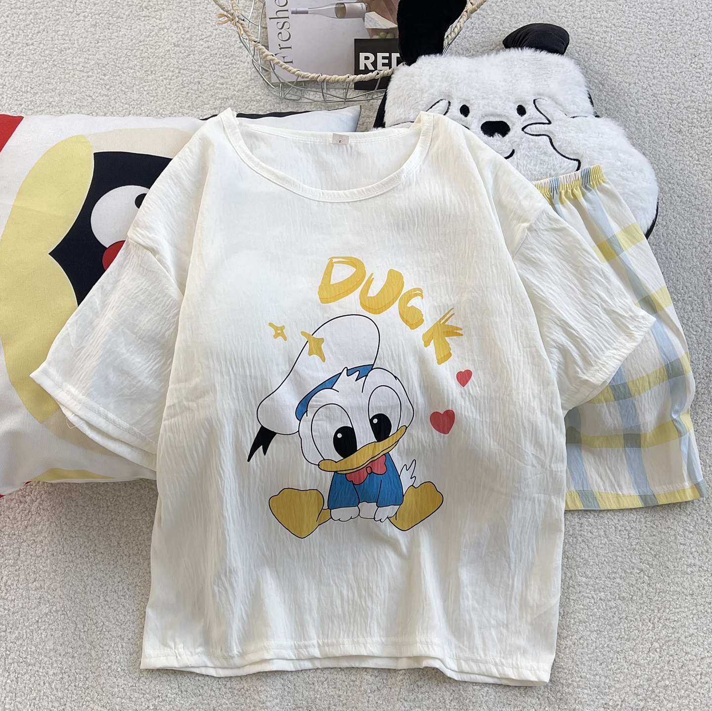 Summer Cloud Cotton With Pads Homewear Women Short Sleeve Shorts 2 Pcs photo 3 (style 4000400412)