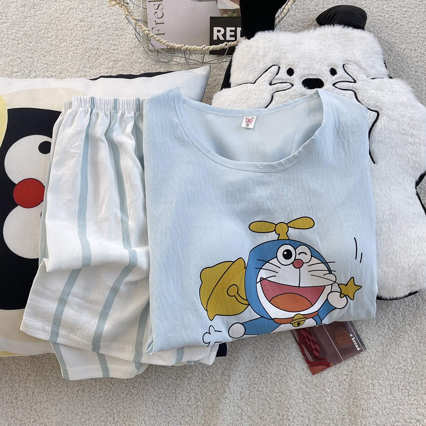 Summer Cloud Cotton With Pads Homewear Women Short Sleeve Shorts 2 Pcs photo 6 (style 4000400412)