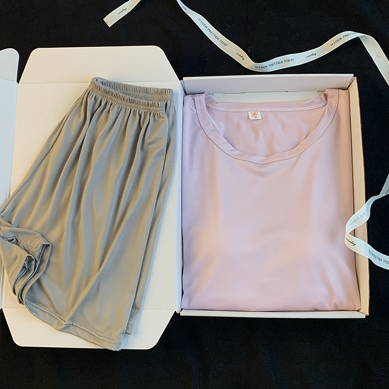 Summer Cotton Pullover Homewear Women Short Sleeve Shorts 2 Pcs Breath photo 5 (style 41)