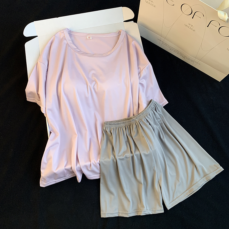 Summer Cotton Pullover Homewear Women Short Sleeve Shorts 2 Pcs Breath photo 6 (style 41)
