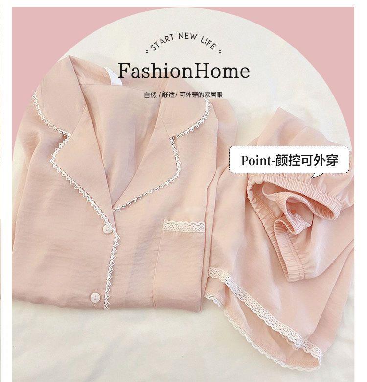 Summer Cotton Cardigan Homewear Women Short Sleeve Shorts 2 Pcs Breath photo 6 (style 417016019)