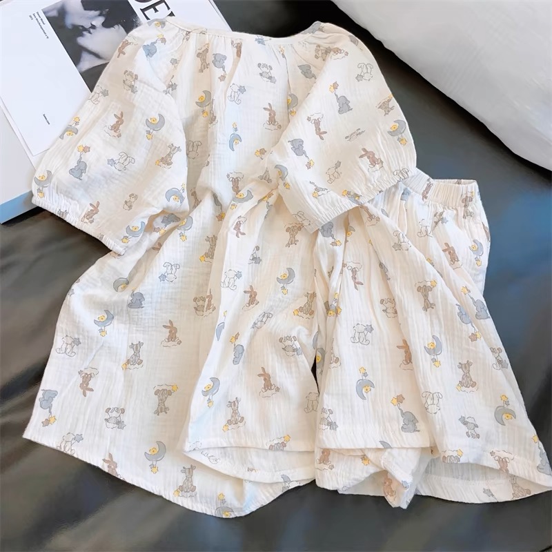 Summer Cotton Homewear Women Short Sleeve Shorts 2 Pcs Breathable Comf photo 5 (style 422115)