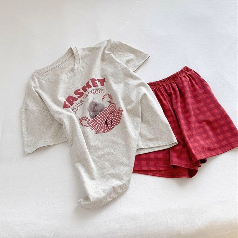 Women's Summer Imitation Cotton Pajama Set, Short Sleeve & Shorts, Bre photo 7 (style SM-B2D4A1)
