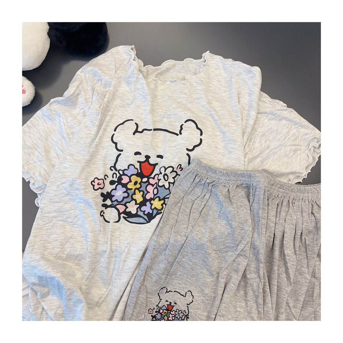 Women's Summer Imitation Cotton Pajama Set, Short Sleeve & Shorts, Bre photo 5 (style SM-02880F)