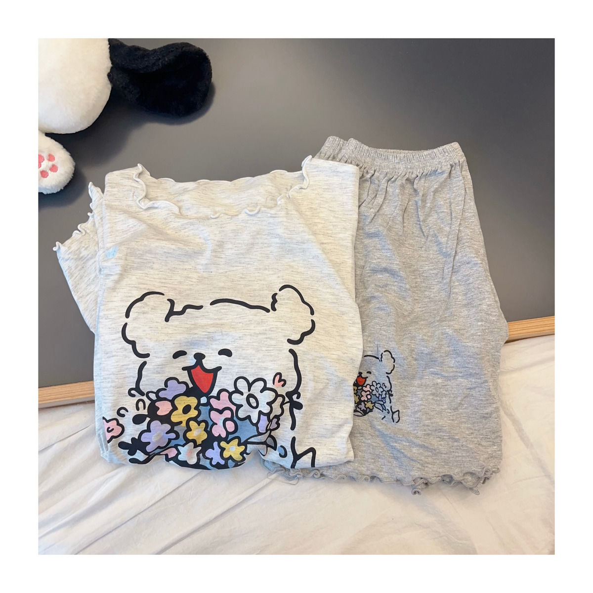 Women's Summer Imitation Cotton Pajama Set, Short Sleeve & Shorts, Bre photo 6 (style SM-02880F)