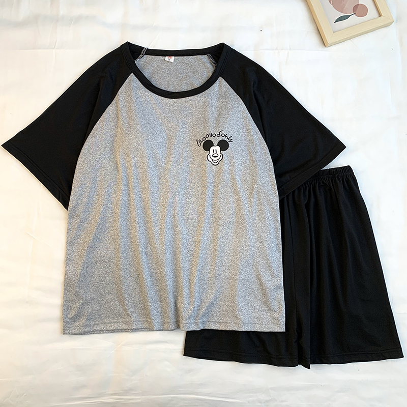 Summer Cotton Pullover Homewear Women Short Sleeve Shorts 2 Pcs Breath photo 1 (style 43)