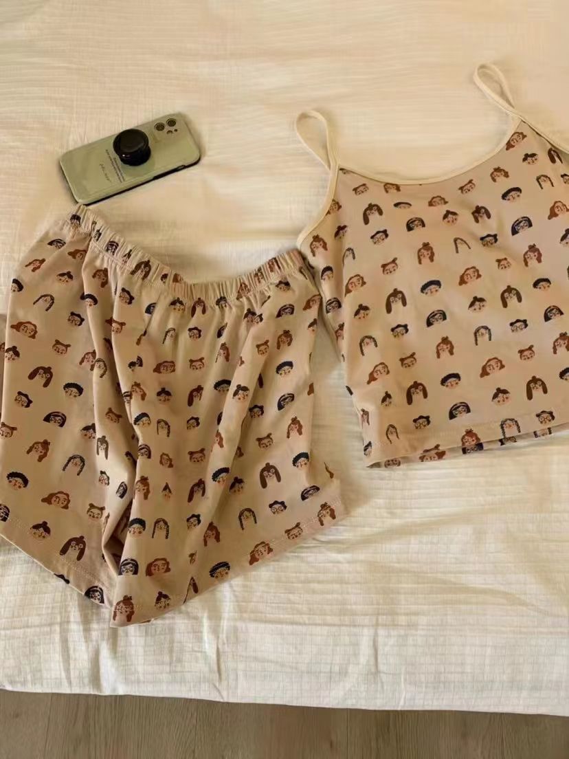 Summer Cotton Homewear Women Short Sleeve Shorts 2 Pcs Breathable Comf photo 7 (style 4302)