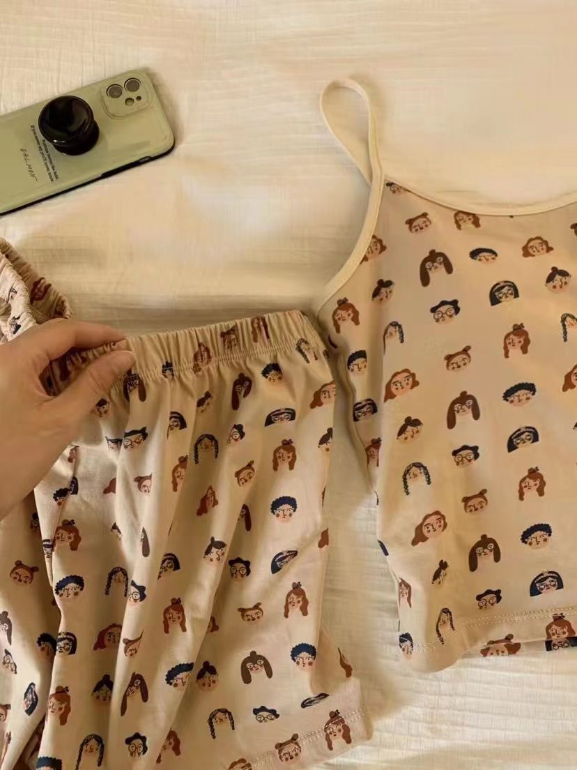 Summer Cotton Homewear Women Short Sleeve Shorts 2 Pcs Breathable Comf photo 3 (style 4302)