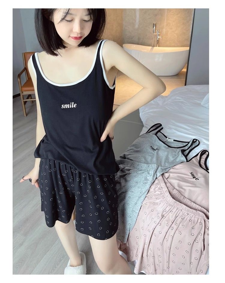 Women's Summer Cotton-Like Padded Vest & Shorts Set - Breathable, Comf photo 7 (style SM-BD19B6)