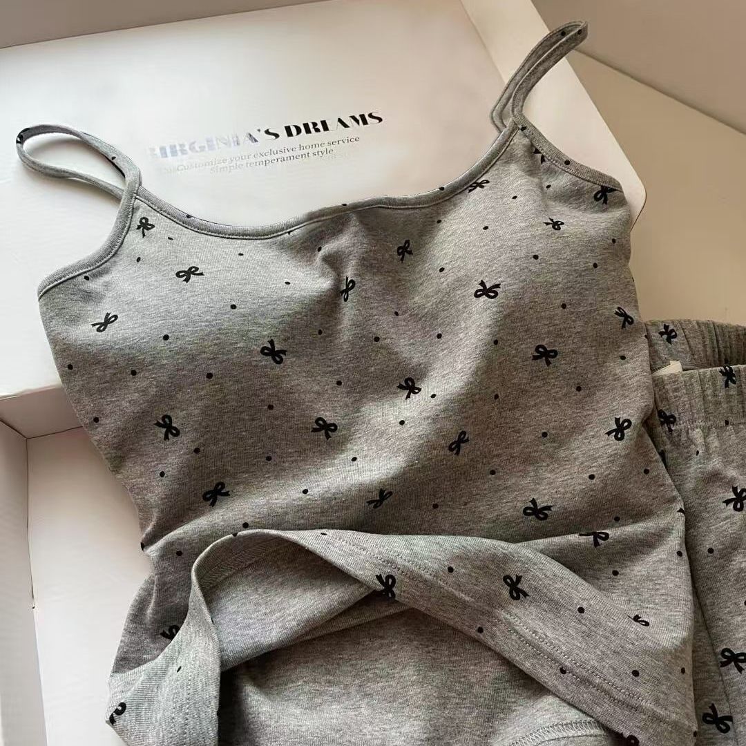 Summer Cotton-Like With Pads Camisole Homewear Women Short Sleeve Shor photo 4 (style 4332)