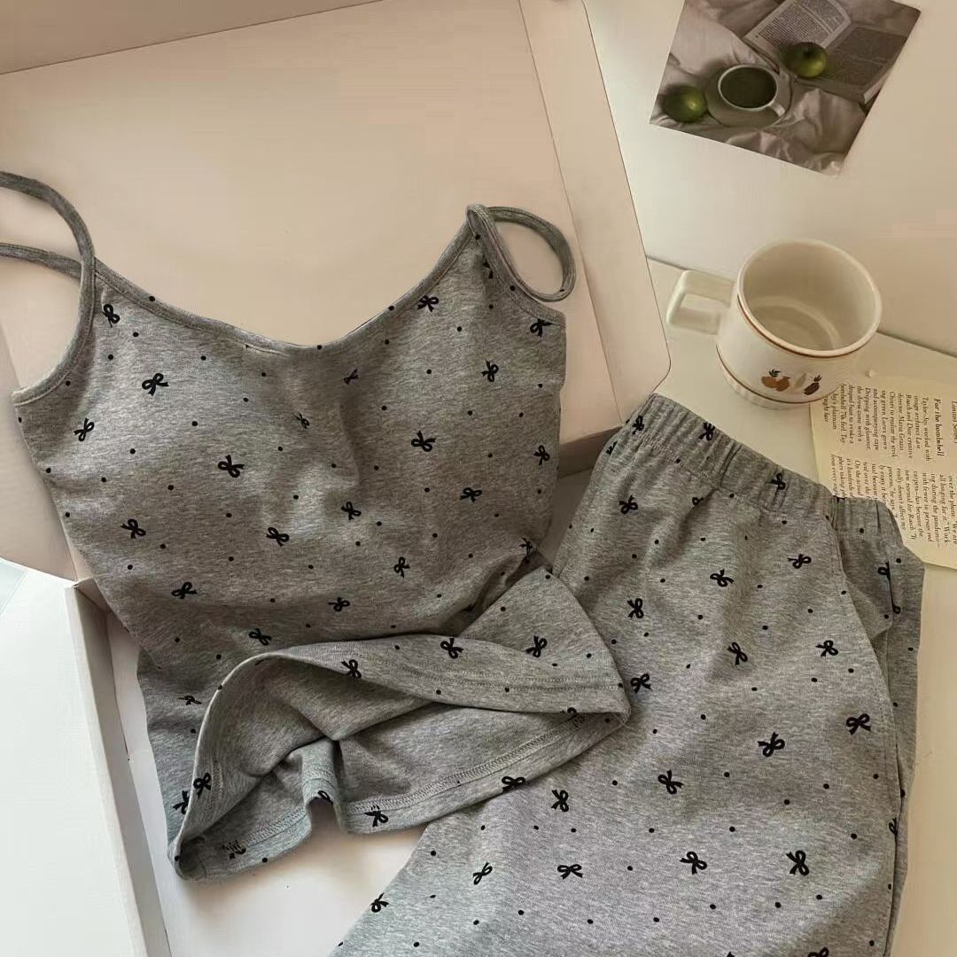Summer Cotton-Like With Pads Camisole Homewear Women Short Sleeve Shor photo 5 (style 4332)