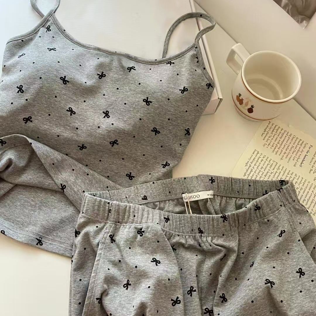 Summer Cotton-Like With Pads Camisole Homewear Women Short Sleeve Shor photo 6 (style 4332)