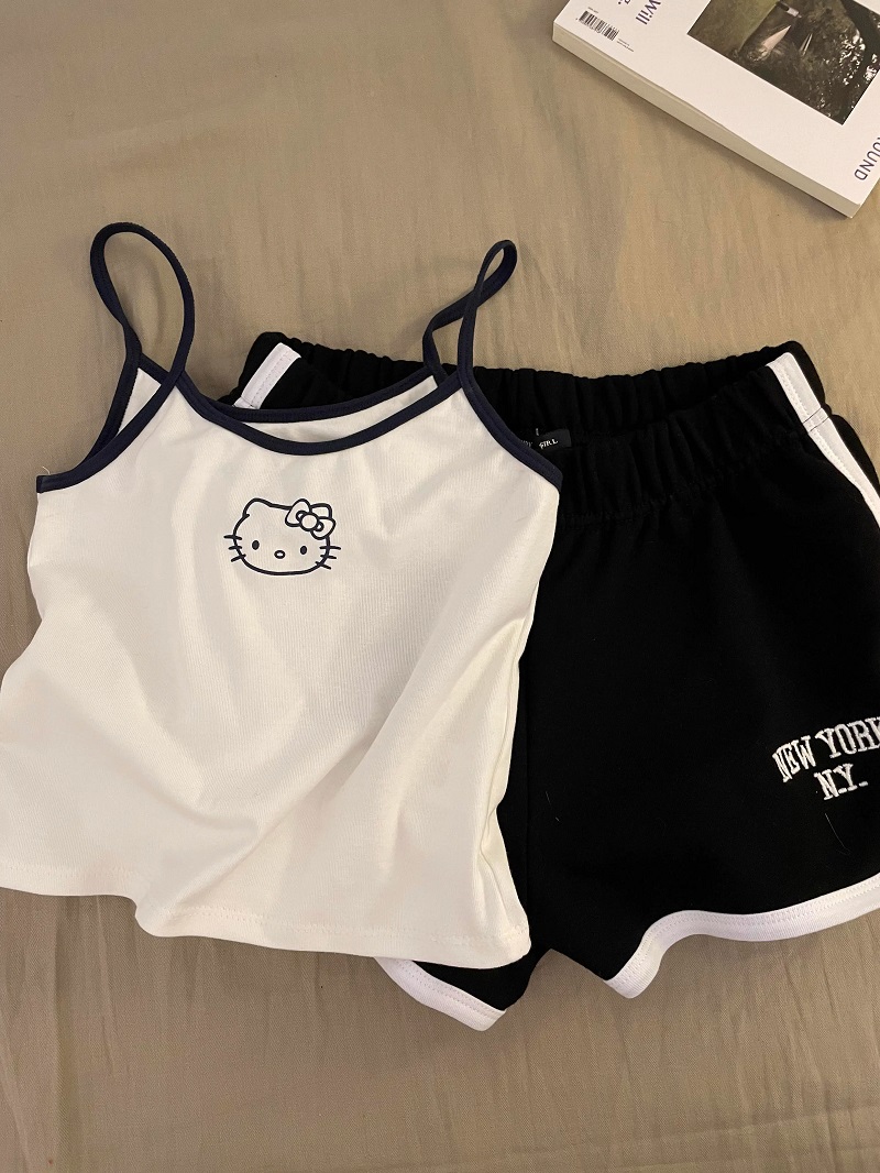Summer Cotton-Like With Pads Homewear Women Short Sleeve Shorts 2 Pcs photo 6 (style 4333)