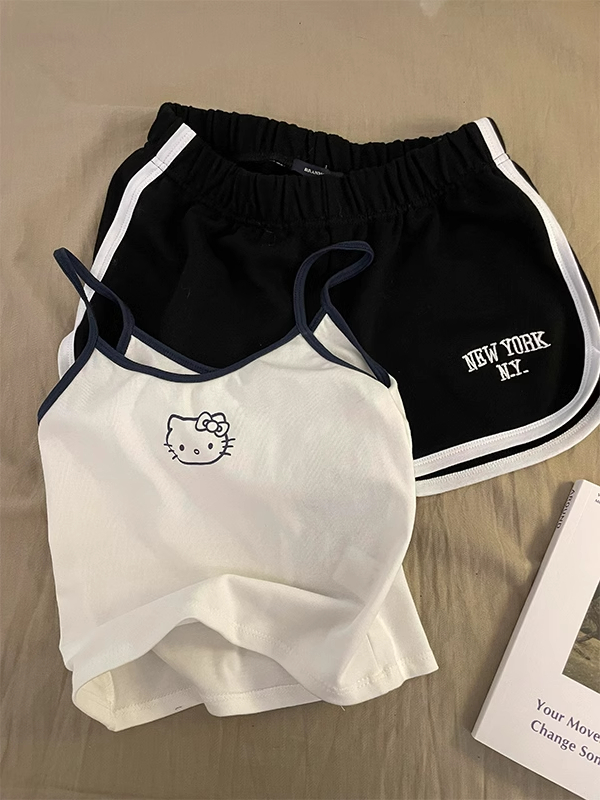 Summer Cotton-Like With Pads Homewear Women Short Sleeve Shorts 2 Pcs photo 1 (style 4333)