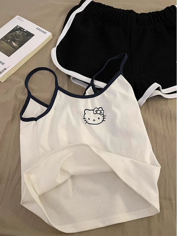 Summer Cotton-Like With Pads Homewear Women Short Sleeve Shorts 2 Pcs photo 4 (style 4333)