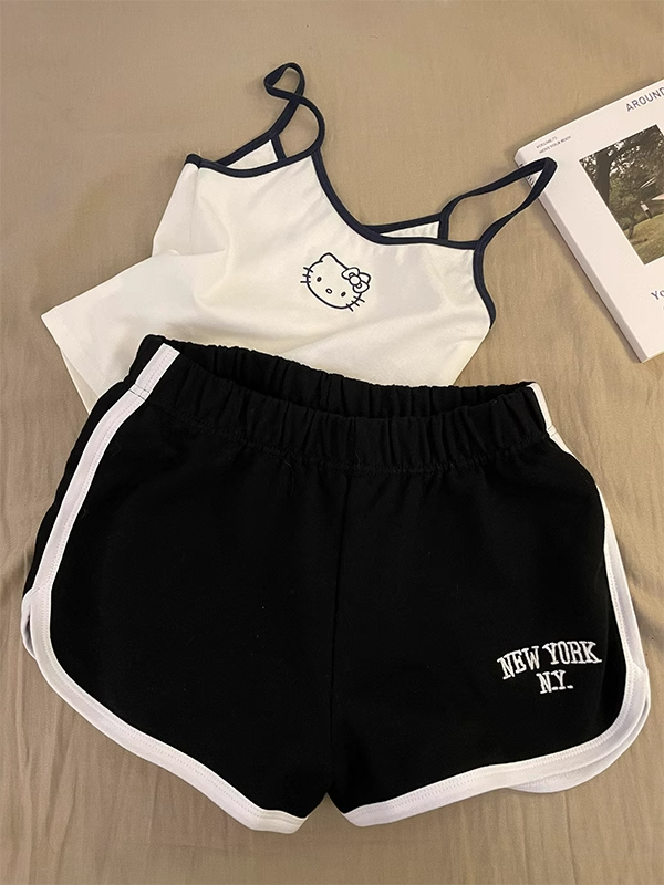 Summer Cotton-Like With Pads Homewear Women Short Sleeve Shorts 2 Pcs photo 5 (style 4333)