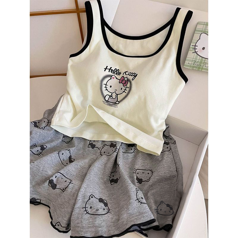 Summer Cotton-Like With Pads Homewear Women Short Sleeve Shorts 2 Pcs Breathable Wholesale