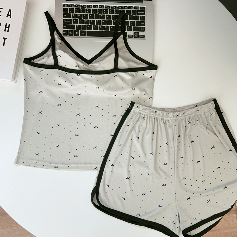 Summer Cotton-Like With Pads Camisole Homewear Women Short Sleeve Shor photo 4 (style 4352435512)