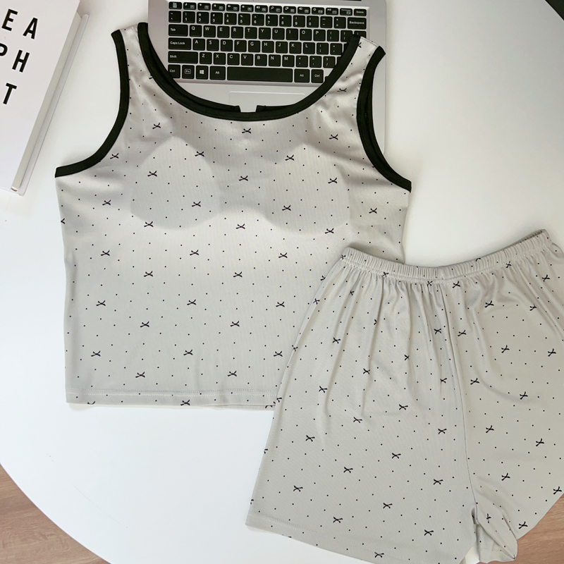 Women's Summer Cotton-Feel Tank Top & Shorts Loungewear Set photo 3 (style SM-A4E3C4)