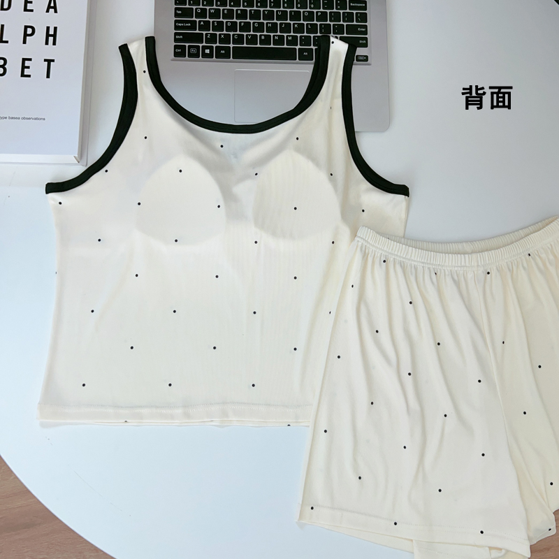 Women's Summer Cotton-Feel Tank Top & Shorts Loungewear Set photo 5 (style SM-A4E3C4)