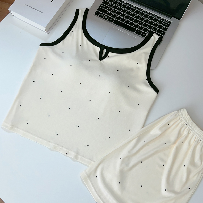 Women's Summer Cotton-Feel Tank Top & Shorts Loungewear Set photo 7 (style SM-A4E3C4)