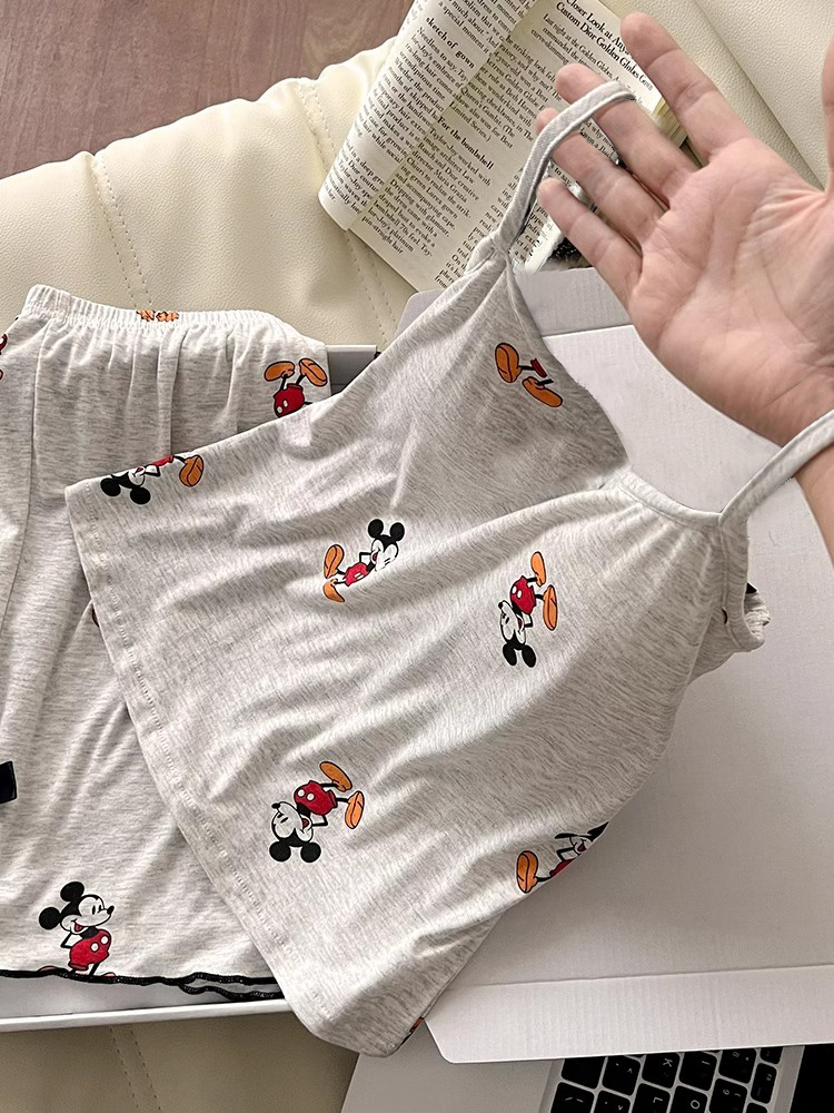 Summer Cotton-Like Camisole Homewear Women Short Sleeve Shorts 2 Pcs Breathable Wholesale