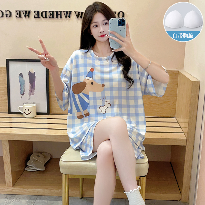 Summer Cotton-Like With Pads Homewear Women Short Sleeve Shorts 2 Pcs photo 6 (style 43744379)