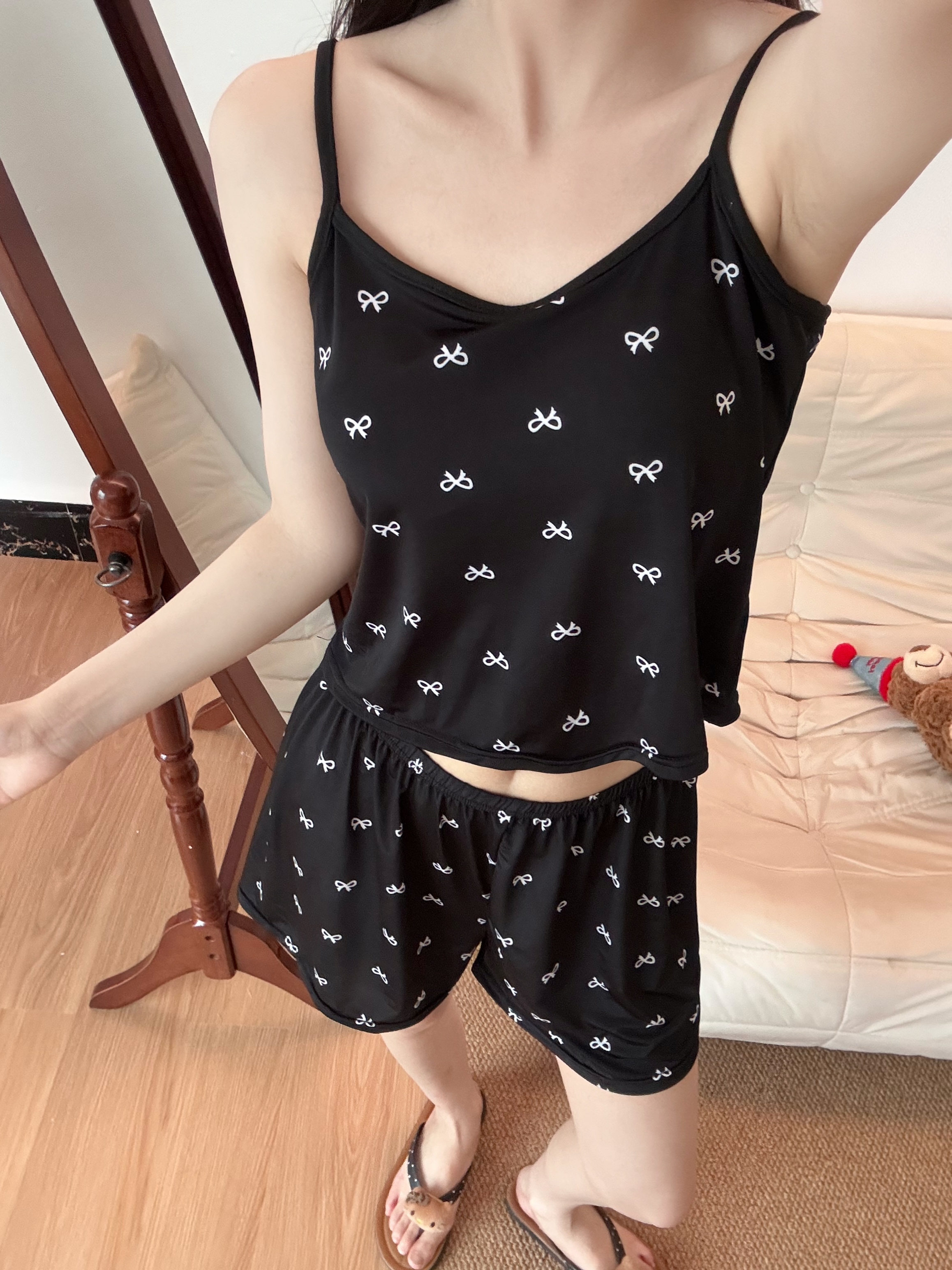 Summer Ice Silk With Pads Homewear Women Short Sleeve Shorts 2 Pcs Breathable Wholesale