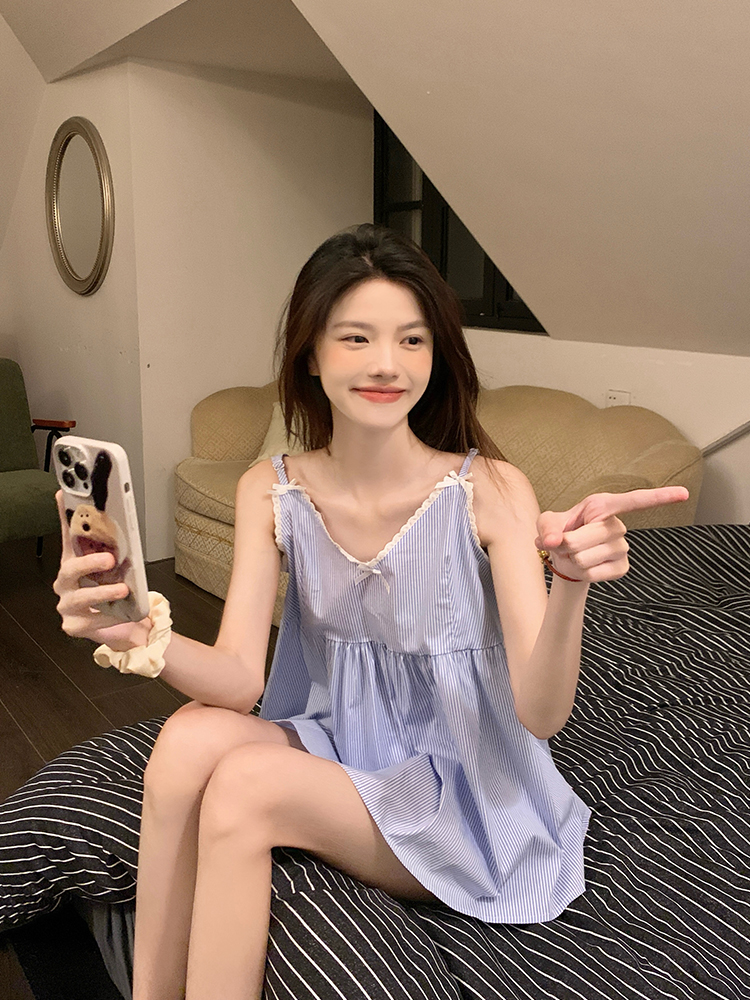 Summer Cloud Cotton Camisole Homewear Women Short Sleeve Shorts 2 Pcs photo 6 (style 4405202)
