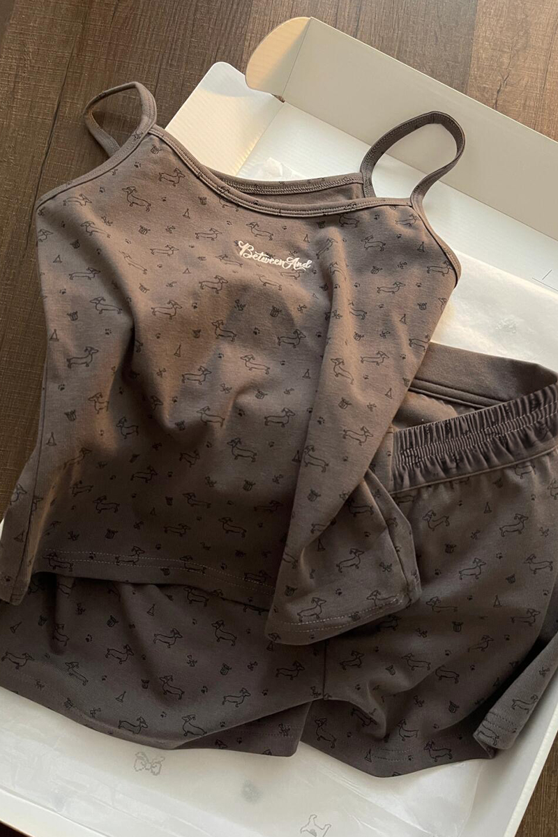 Summer Cotton-Like Camisole Homewear Women Short Sleeve Shorts 2 Pcs B photo 1 (style 4407122)